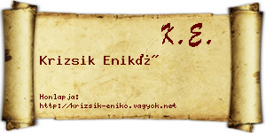 Krizsik Enikő névjegykártya